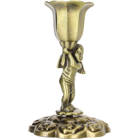 Bougeoir ange, décoration de table de style européen et américain, petit ornement romantique en forme d'ange, bougeoir artisanal en métal haut de gamme. (1/5)