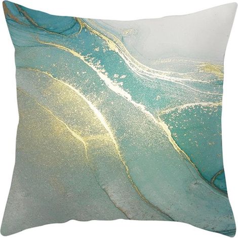 Housse de coussin abstraite à motif d'encre verte (1/5)