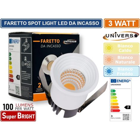 FARETTO INCASSO 3W 300LM IP20 CALDO NATURALE FREDDO P29 ALLUMINIO CRI(RA)80 220V Naturale/neutra 3500 - 4500 K,Bianco (1/3)