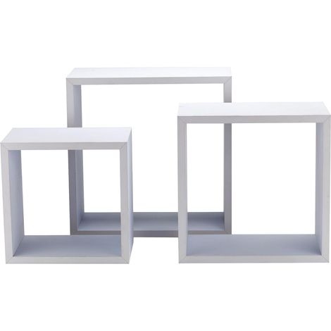King Home SET 3 STÜCKE (25x25x16 + 30x30x16 + 35x35x16 cm) QUADRATISCHER MDF-KORB WEISS 2 STÜCKE (1/4)