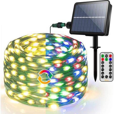 Guirlande lumineuse féérique, guirlande extra longue idéale pour la décoration intérieure et extérieure, alimentation solaire, 10 m, éclairage blanc chaud et multicolore.-AquaForge (1/5)