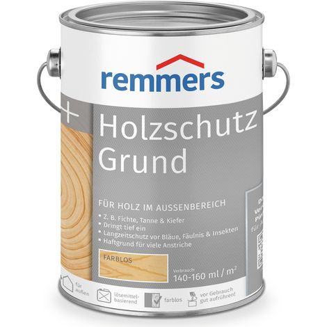 Remmers Holzschutz-Grund farblos, 2,5 Liter, Holz Imprägnierung für außen, Holzschutz vor Pilzen und Insekten, atmungsaktiv, überstreichbar