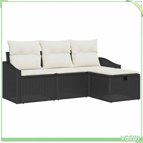 Ensemble de canapé de jardin - FAFEICY - Ensemble 4 pcs - Noir - Polyrotin - Résistant UV (1/5)