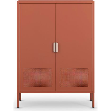 Buffet haut 2 portes en métal H110cm - Terracotta - Adel