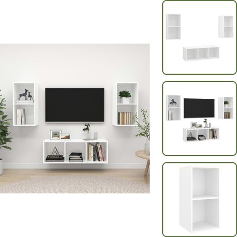 The Living Store Juego de muebles de salón 3 piezas madera ingeniería blanco - Armarios de TV