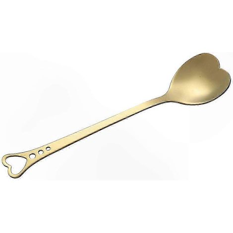 Cuillère en forme de cœur plaquée or pour dessert et café - Ustensile unique pour mélanger, idéal pour la maison ou le restaurant (dorée) (1/3)