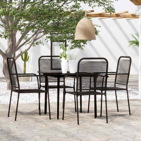 Ensemble Table et Chaise de Jardin 5 pcs - Ensemble de salle à manger de jardin Noir BV184012 - BonneVie (1/5)