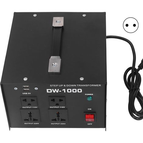 Transformateur AC 1000W Protection Multiple Cuivre Pur Alimentation Élevateur Abaisseur 110-120V/220-240V Prise UE (1/5)