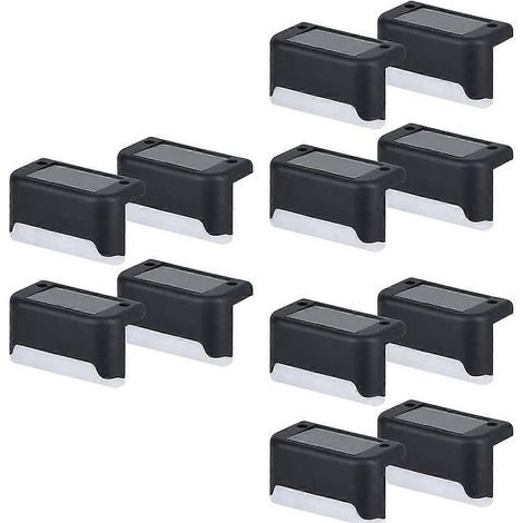 Lot de 12 lampes solaires LED pour escalier, jardin ou balcon, étanches et décoratives.