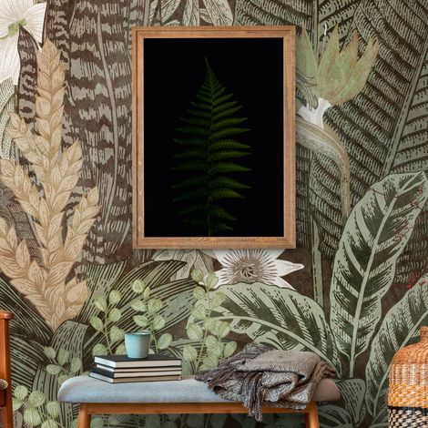 Fototapete Profhome 382431 heißgeprägte Vliestapete glatt mit Dschungel-Design matt grün beige weiß braun 3,71 m x 2,8 m
