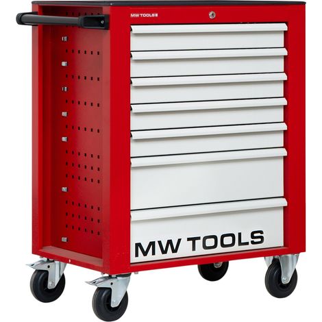 Mw Tools – Servante d'atelier 7 tiroirs – Acier soudé verrouillable – Roues Ø125 mm – Charge max 40 kg – Dimensions 750 x 470 x 960 mm – GW107G