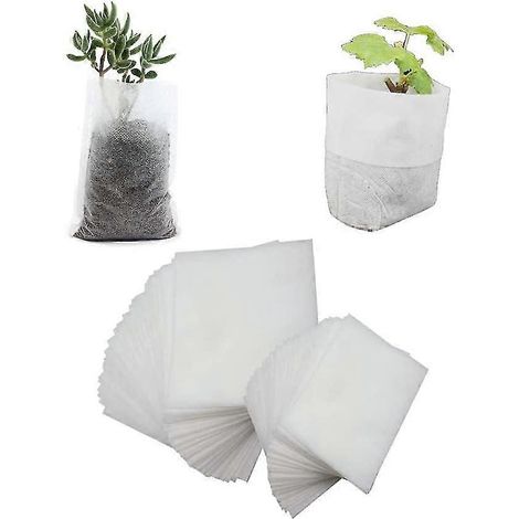 500 sacs de plantation biodégradables non tissés pour semis, sacs de culture pour tomates, fleurs, plantes et plus encore - W (1/4)