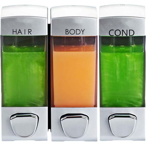 3 pièces Distributeur de savon mural, pour gel douche shampoing lotion, salle de bain cuisine, transparent, ABS (1/5)