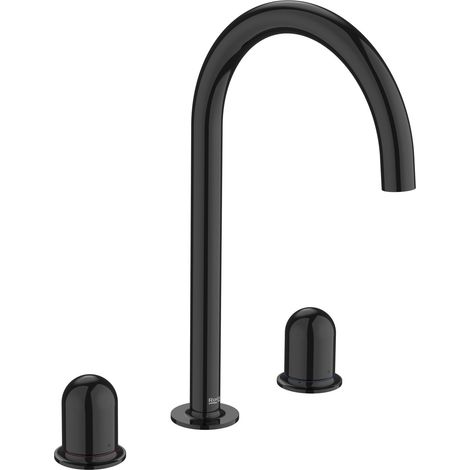 ROCA A5A3V3FCN0 NU Grifo Bimando Lavabo con Manetas de Repisa Maneta Dome Negro Titanio - ref: A5A3V3FCN0