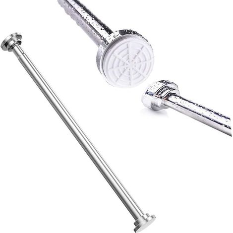 1 tringle à rideaux extensible, en acier inoxydable, fixation par pression, 105-170 cm, pour salle de bain, toilette, cuisine et penderie (1/5)