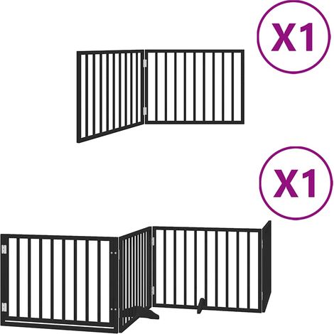 Barrière pour chien porte pliable 6 panneaux noir bois peuplier CFW28394 (1/5)