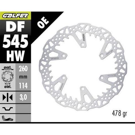 Disco de freno delantero Galfer para Ducati Desmo 450MX '24-'26 (260x114x3mm) Shark Enduro MX