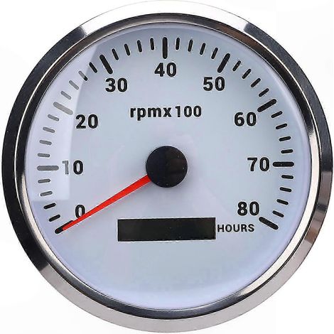 Tachymètre rétroéclairé 7 couleurs, cadran 110 mm, 8000 tr/min, alimentation CC 9-32 V, avec compteur horaire pour usage automobile et marin (cadran blanc, lunette argentée CXA012) (1/5)