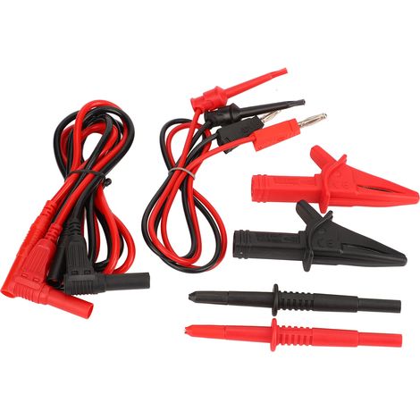 Jeu de cordons de test pour multimètre, pinces électroniques, laiton, PVC, PA, conductivité stable, mesure précise, rouge, noir, jeu de crochets de test (1/5)