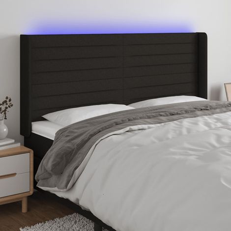 vidaXL Tête de lit à LED Noir 183x16x118/128 cm Tissu (1/5)