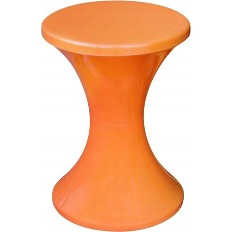 Tabouret en plastique sablier orange – Hauteur 42 cm, diamètre 30,5 cm – Léger et portable, pour intérieur et extérieur (1/2)