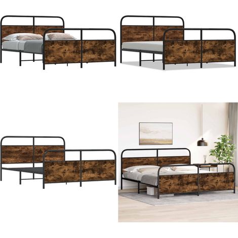 vidaXL Cadre de lit en métal sans matelas chêne fumé 200x200 cm (1/5)