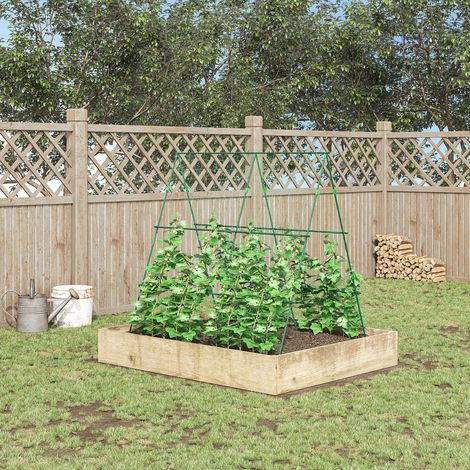 Soporte para Plantas Trepadoras de Jardín Triangular con Estructura de Acero para Frutas Verduras 180x100x180 cm Verde (1/5)