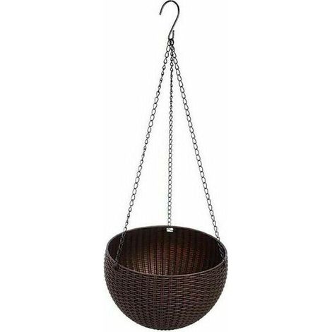 Panier à suspendre Panier à plantes Pot de fleurs à suspendre avec insert et plaque de séparation d'eau (marron)-Fei Yu (1/5)
