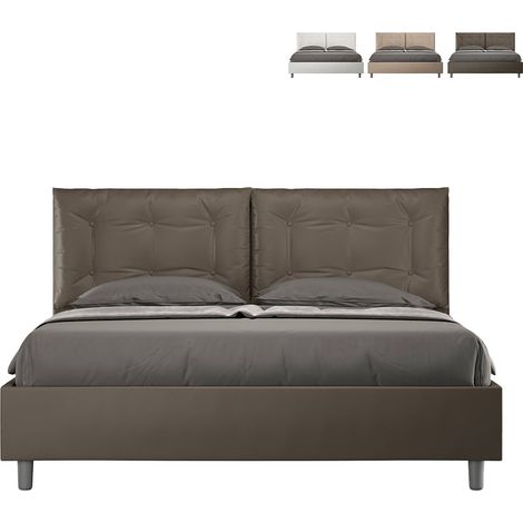 Cama doble container 160x190 cabecero con cojines Annalisa M Color: Marrón - Versión: Modelo estándar (1/5)