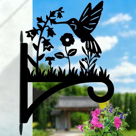 Crochets Suspendus pour Plante Colibri en Fer 10,6 x 14,1 Pouces Motif Fleurs Oiseau Noir Support Mural Suspendu Décoratif pour Panier Jardin Porche Carillon Lanternes Intérieur Extérieur (1/5)