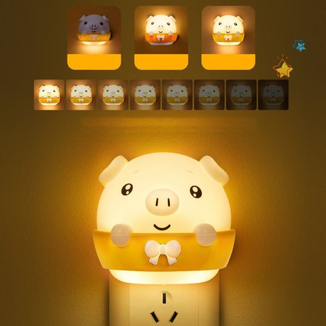 Veilleuse télécommandée à luminosité réglable, mini veilleuse mignonne à brancher, douce pour les yeux, pour chambre à coucher, chambre de bébé, jaune (1/5)