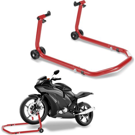 Jiubiaz Motorradständer Vorderradheber, U-förmiger Werkstattständer, verstellbar 20–28 cm, Rot (1/4)