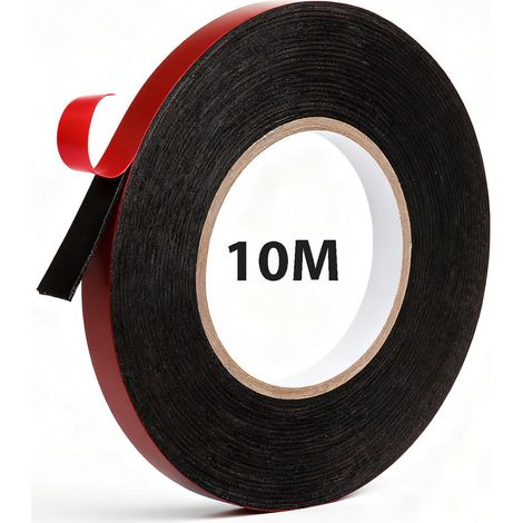 Ruban adhésif double face, 10 m x 10 mm x 1 mm, extra-fort, imperméable, multifonctionnel, ruban adhésif de montage pour mur et rayures, décoration de bureau