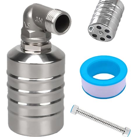 1/2" Vanne à Flotteur en Acier Inoxydable 304, Valve de Contrôle Automatique du Niveau D'eau, Remplissage Automatique Valve Flottante Pour Réservoirs D'Eau, Piscines, Tours D'Eau (1/5)