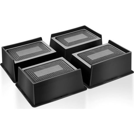 Bardusch-Lot de 4 rehausseurs de lit rectangulaires en forme de L antidérapants pour canapé, table, chaise, 5,1 cm, noir (5,1 cm) (1/5)
