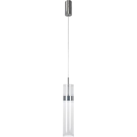Moderne dekorative Hängeleuchte, transparentes Rohr, Chromelemente, 6-W-LED-Beleuchtung mit variabler Farbtemperatur (AMBIENTE Light Prestige)