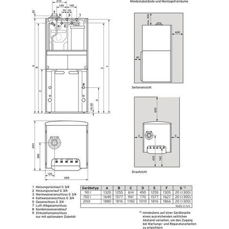 Vaillant ecoCOMPACT VSC 206/4-5 150 Kompaktgerät Brennwert 4-21 kW, LL-Gas, 0010015603 (1/3)