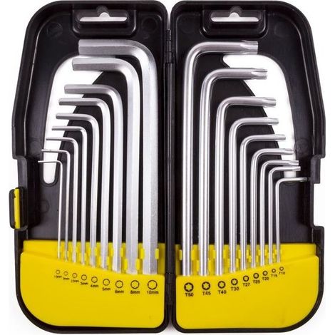 Jeu de 18 clés Torx et Allen longues dans un coffret de rangement (1/2)