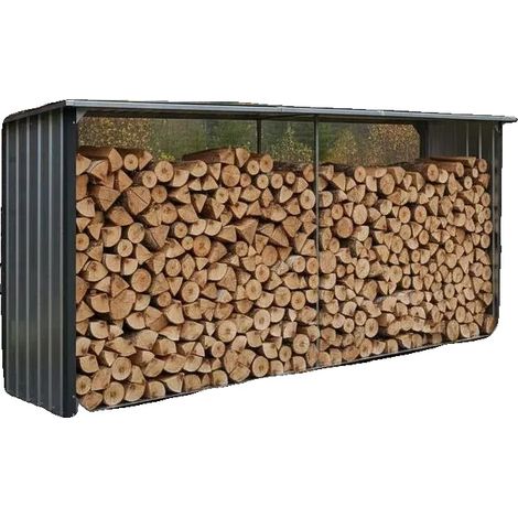 Stockage de bois de chauffage, construction en acier galvanisé, design ventilé, Anthracite (1/2)