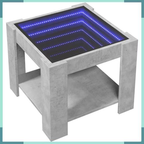 Table basse - 847542 - Gris béton - Bois d'ingénierie & verre - LED intégrées (1/5)