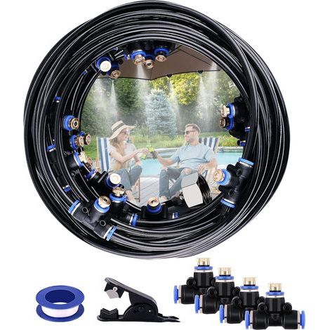 Kit 20M Système De Brumisation, 67pcs Avec 23 Buses En Laiton, Tuyau PU Pour Jardin, Terrasse, Piscine