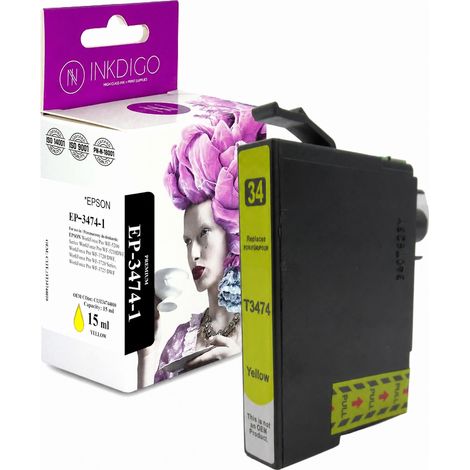 Tinta Inkdigo T3474 compatible con Epson WorkForce Pro WF-3720DW WF-3720DWF con certificación TÜV. (1/5)
