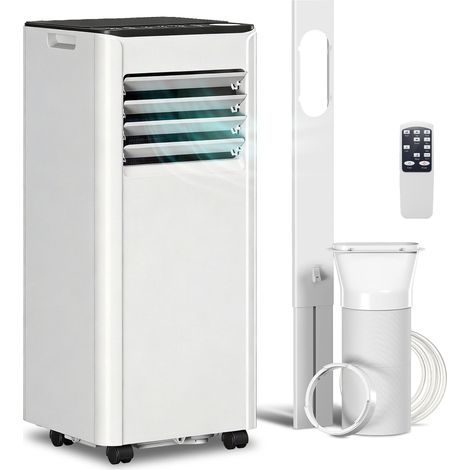 HOMCOM aire acondicionado portátil 9000 BTU, enfriamiento, deshumidificador, ventilador, temporizador, control remoto, para 28 m², blanco