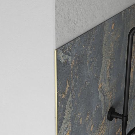 jeu de 2 profilés de finition en aluminium or brossé pour panneaux muraux - 10x5x2100 mm