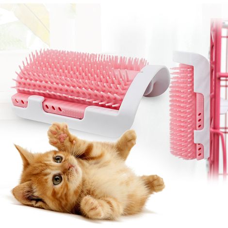 Peigne d'angle amovible en plastique pour chat, brosse à gratter et à frotter, pour enlever les poils d'animaux et masser le toilettage (1/5)