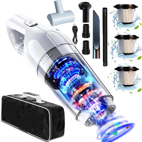 Aspirateur Voiture,15000PA Aspirateur à Main Portable Mini Aspirateur Voiture sans Fil Humide et Sec pour la Maison,Le Canapé,la Cuisine,Les Animaux domestiques,Table,Blanc (1/5)