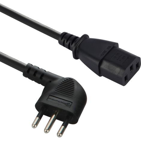 Electraline 46003 Cavo Alimentazione Spina Salvazpazio Italiana 10A a Vde Iec C13, 1.8 Mt, Cavo H05VV-F 3G0.75, Nero