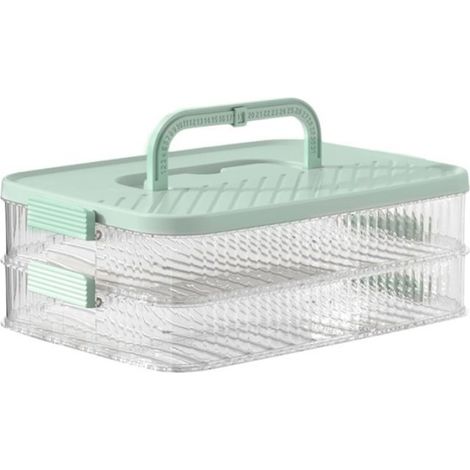Récipient À Jambon - Bac Réfrigérateur Polyvalent À Plusieurs Niveaux - Pour Viande Tranchée Et Fromage - 2 Couches - 29,5 X 21 X 10 Cm (1/5)