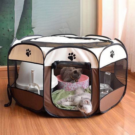 Parc de jeu portable, pliable et imperméable pour animaux de compagnie, en maille Oxford aérée, servant également de tente d'exercice pour chiens et chats (petit format).