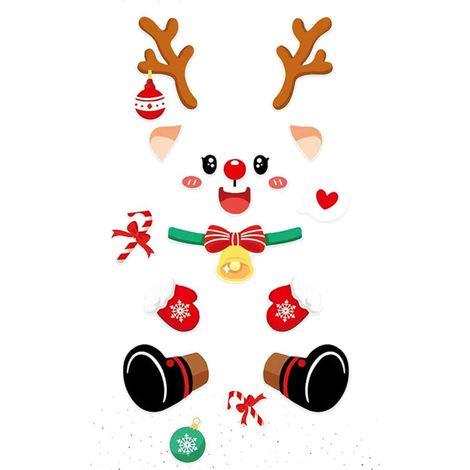 12 aimants de réfrigérateur bonhomme de neige, décoration de Noël multicolore en PVC, autocollants magnétiques réfléchissants pour frigo (1/5)
